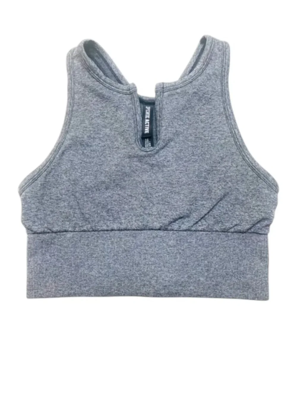 PINK VICTORIA'S SECRET Grey Heather Seamless Crop Sports Bra - Size Medium